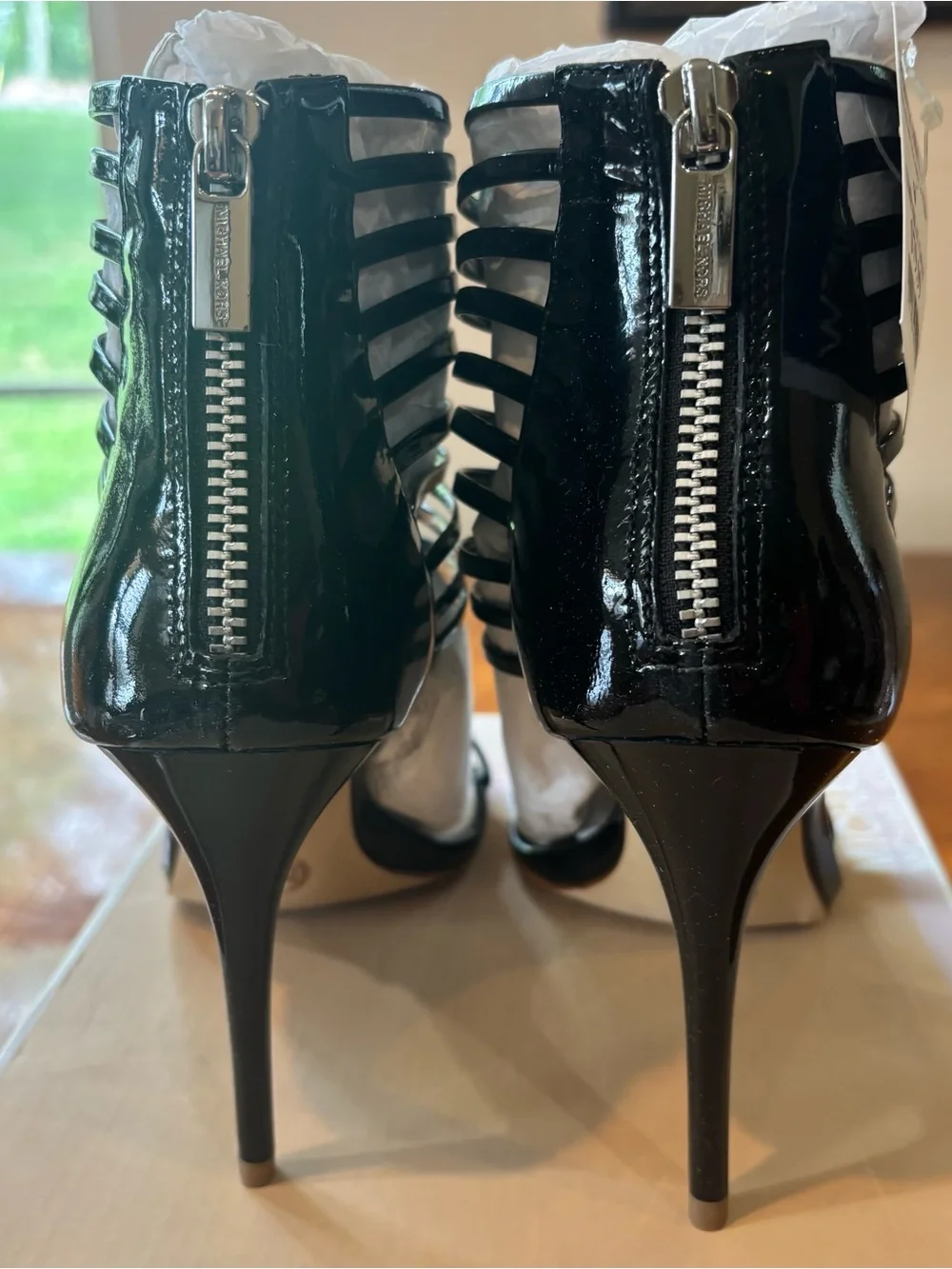 Michael Kors Black Patent Strappy Gladiator Heels Size 7